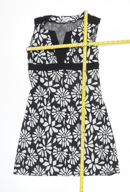 Bohemios Women’s Black Floral Sheath Dress Size 10 Sleeveless Workwear
