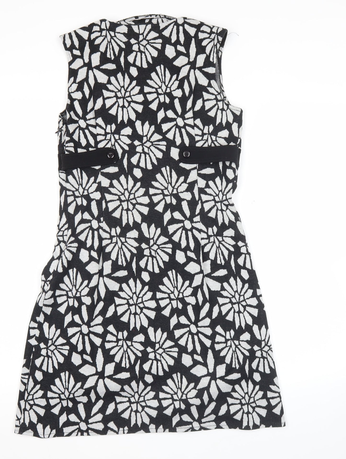 Bohemios Women’s Black Floral Sheath Dress Size 10 Sleeveless Workwear