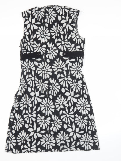 Bohemios Women’s Black Floral Sheath Dress Size 10 Sleeveless Workwear