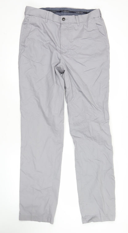 Marks and Spencer Blue Harbour Mens Grey Chino Trousers 32W 33L Regular Fit