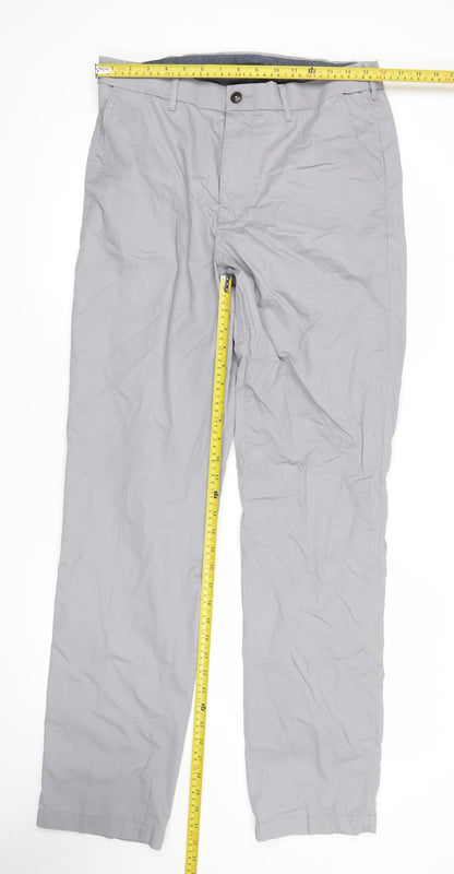 Marks and Spencer Blue Harbour Mens Grey Chino Trousers 32W 33L Regular Fit