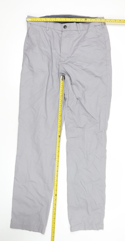 Marks and Spencer Blue Harbour Mens Grey Chino Trousers 32W 33L Regular Fit