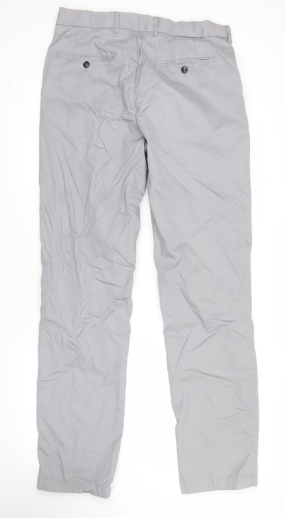 Marks and Spencer Blue Harbour Mens Grey Chino Trousers 32W 33L Regular Fit