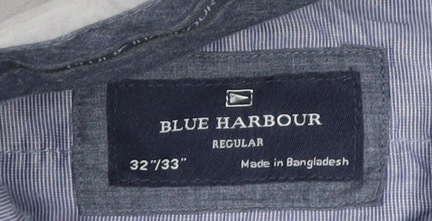 Marks and Spencer Blue Harbour Mens Grey Chino Trousers 32W 33L Regular Fit