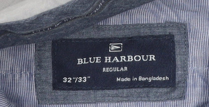 Marks and Spencer Blue Harbour Mens Grey Chino Trousers 32W 33L Regular Fit