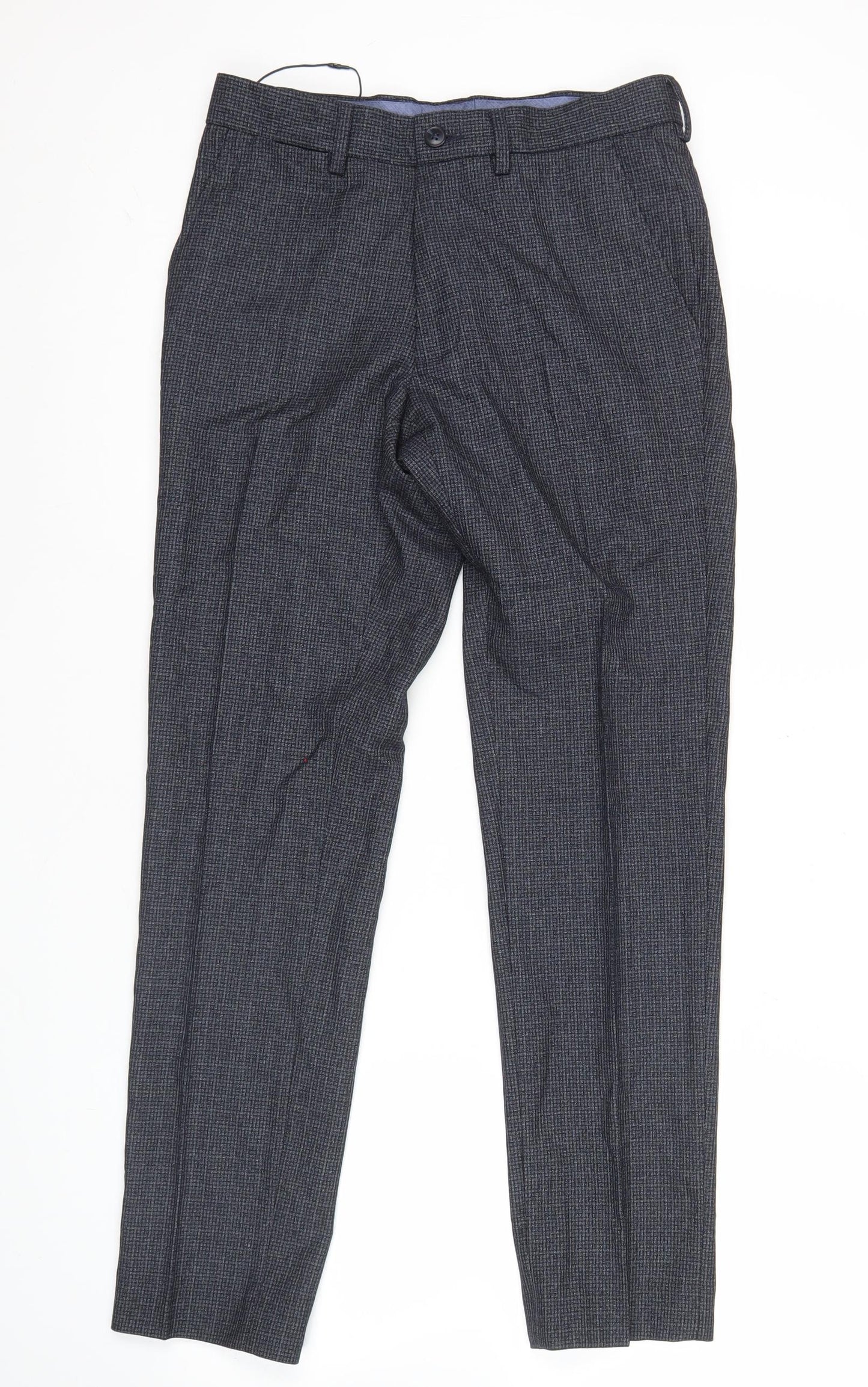 Marks and Spencer Men's Blue Check Skinny Dress Pants 28x29