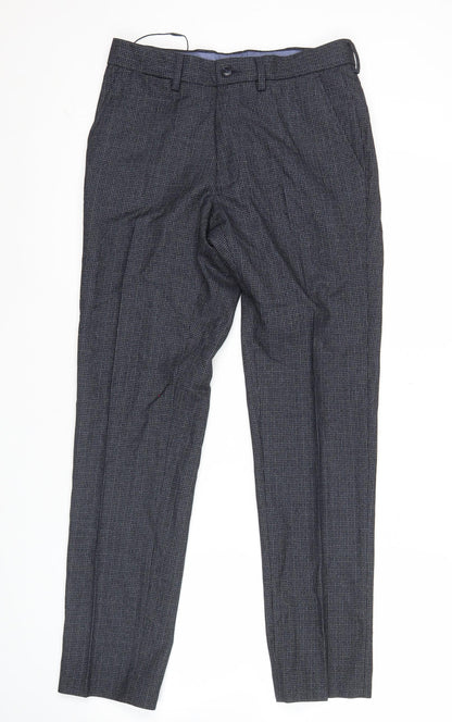 Marks and Spencer Men's Blue Check Skinny Dress Pants 28x29