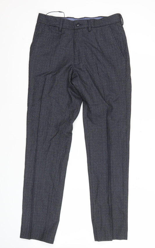 Marks and Spencer Men's Blue Check Skinny Dress Pants 28x29