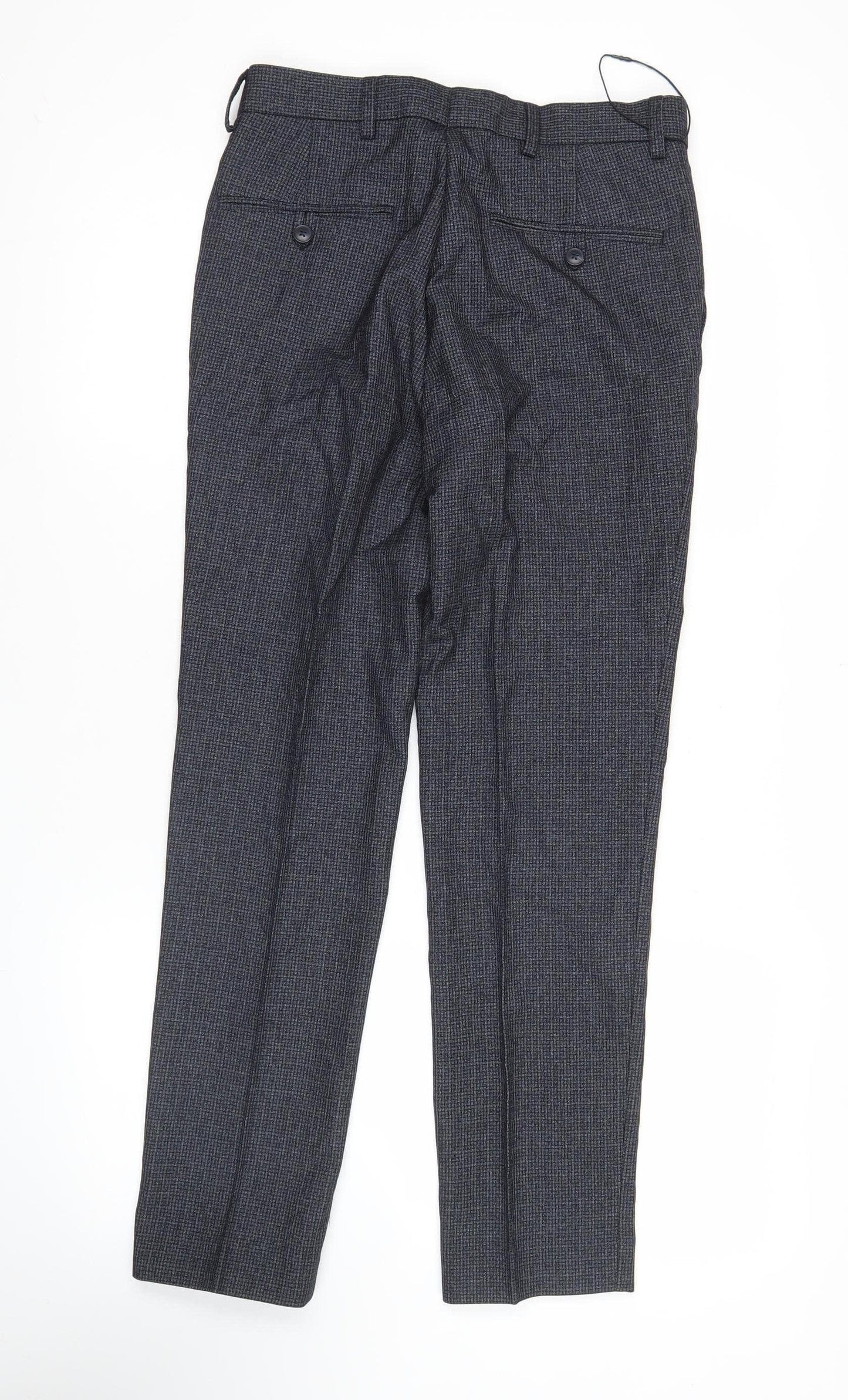 Marks and Spencer Men's Blue Check Skinny Dress Pants 28x29