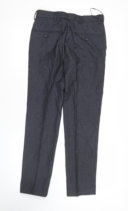 Marks and Spencer Men's Blue Check Skinny Dress Pants 28x29