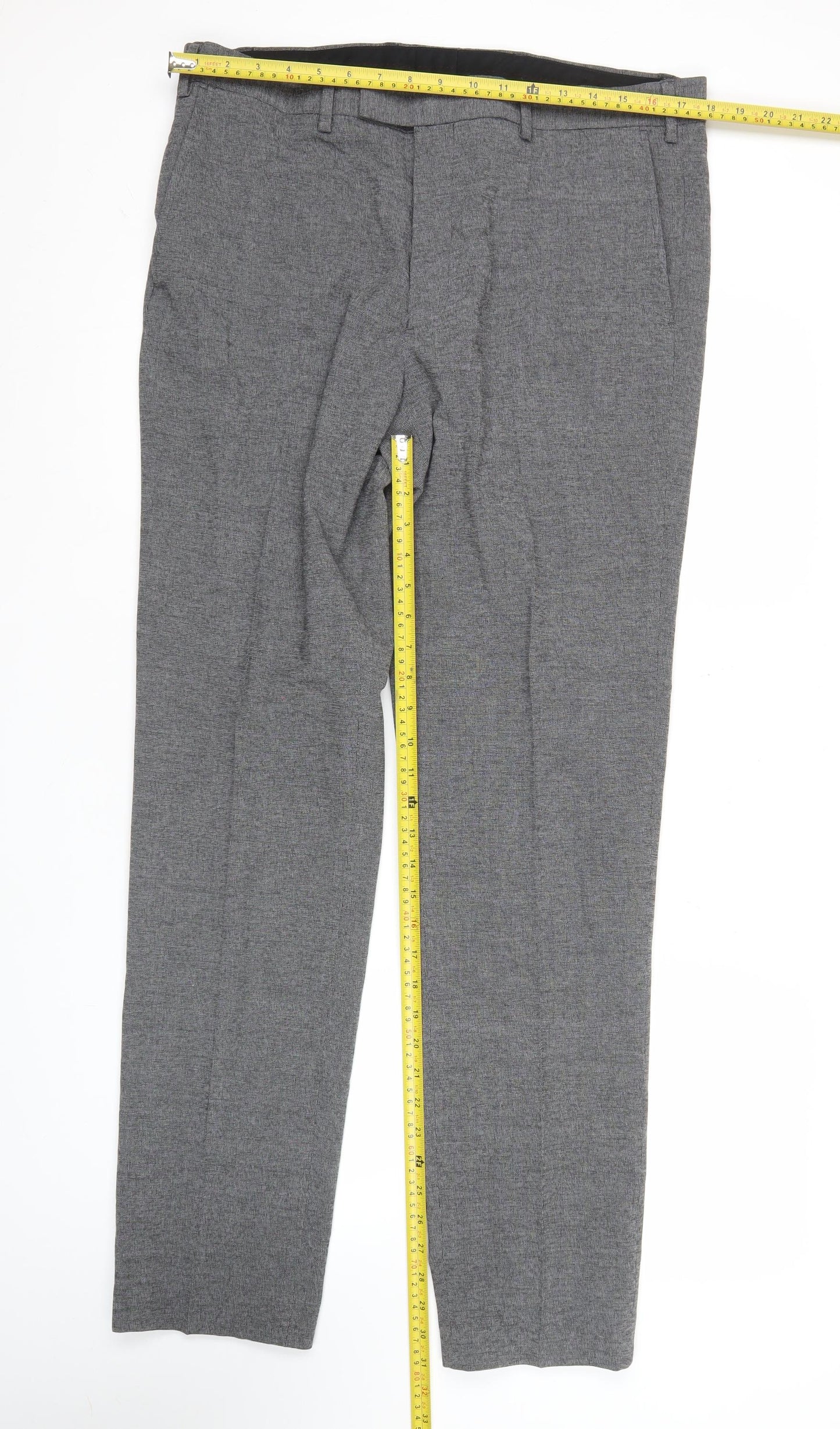 Marks and Spencer Men's Grey Slim Fit Dress Pants Trousers 36W 33L