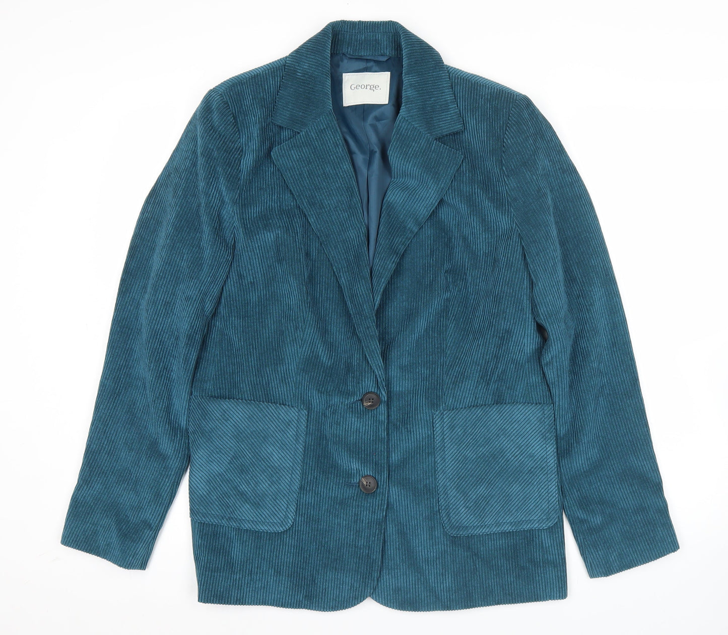 George Women’s Blue Corduroy Blazer Size 10 Regular Single Breasted