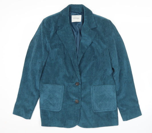George Women’s Blue Corduroy Blazer Size 10 Regular Single Breasted
