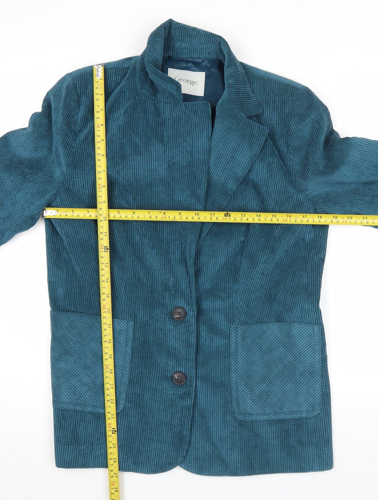 George Women’s Blue Corduroy Blazer Size 10 Regular Single Breasted