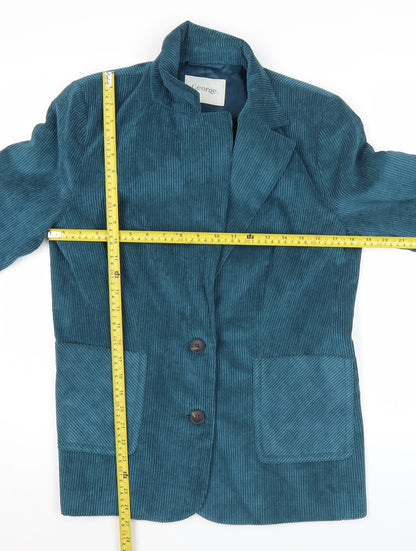 George Women’s Blue Corduroy Blazer Size 10 Regular Single Breasted