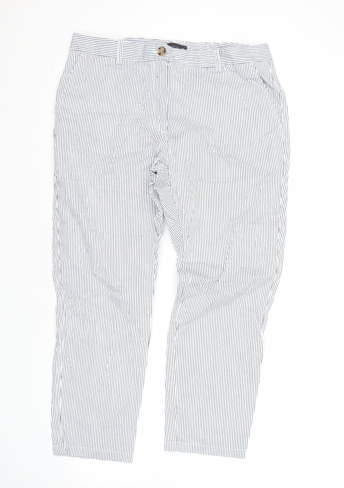 Womens UK Size 14 Marks and Spencer Regular Fit Chino White Trousers