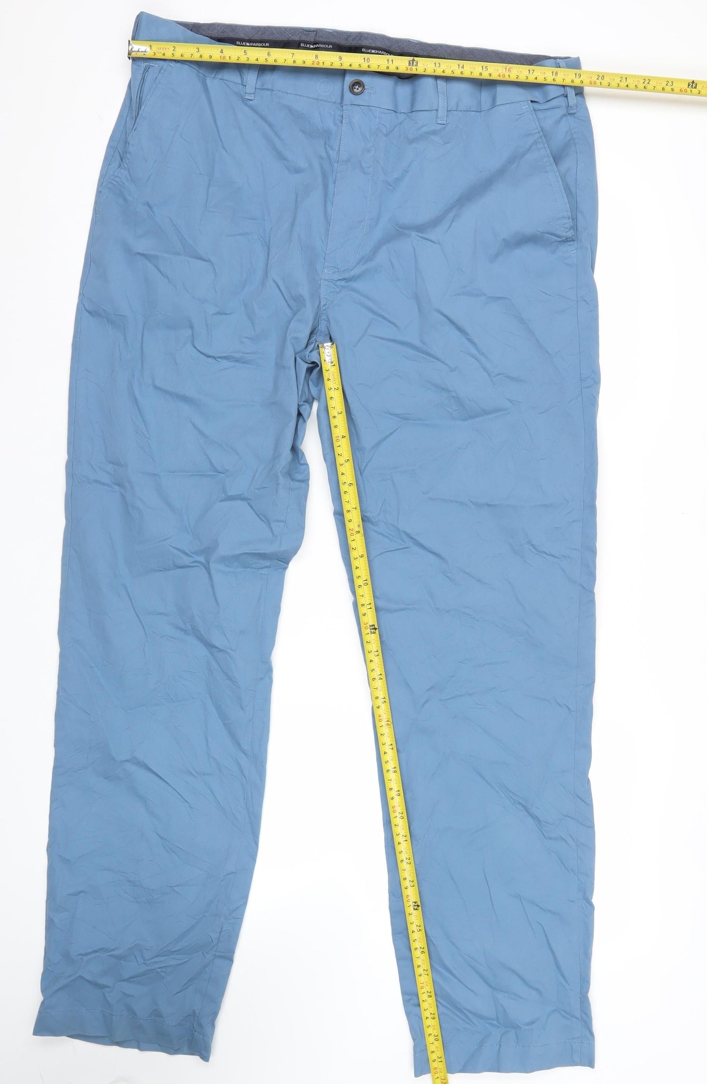 Marks and Spencer Blue Harbour Men’s Blue Chino Trousers 40W 33L Regular