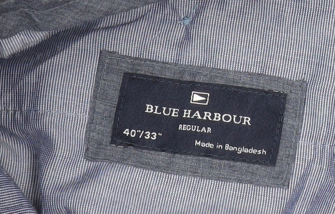 Marks and Spencer Blue Harbour Men’s Blue Chino Trousers 40W 33L Regular