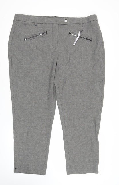 The Mia Womens Grey Slim Fit Checked Trousers Size 18 Workwear