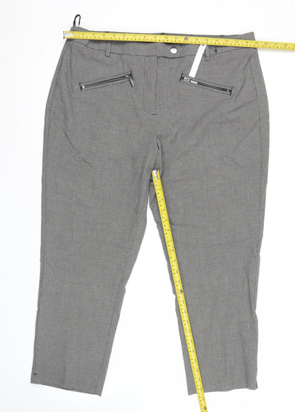 The Mia Womens Grey Slim Fit Checked Trousers Size 18 Workwear