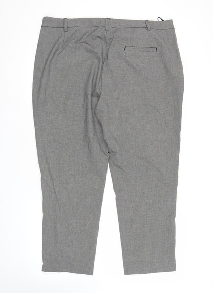 The Mia Womens Grey Slim Fit Checked Trousers Size 18 Workwear