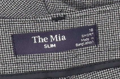 The Mia Womens Grey Slim Fit Checked Trousers Size 18 Workwear