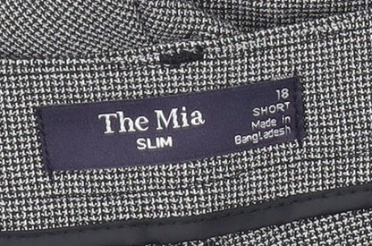 The Mia Womens Grey Slim Fit Checked Trousers Size 18 Workwear