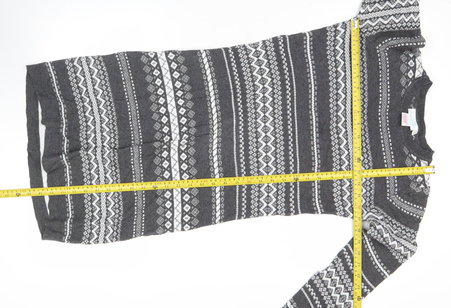 JoJo Maman Bébé Women’s Grey Fair Isle Knit Jumper Dress S