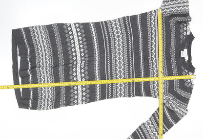 JoJo Maman Bébé Women’s Grey Fair Isle Knit Jumper Dress S