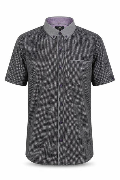 Next Mens Black Geometric Short Sleeve Shirt L Casual Button Up