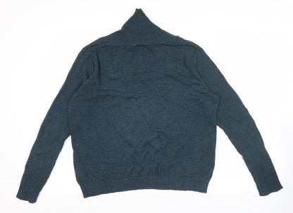 Patra Womens Blue L Pullover Cotton Jumper Long Sleeve Collared