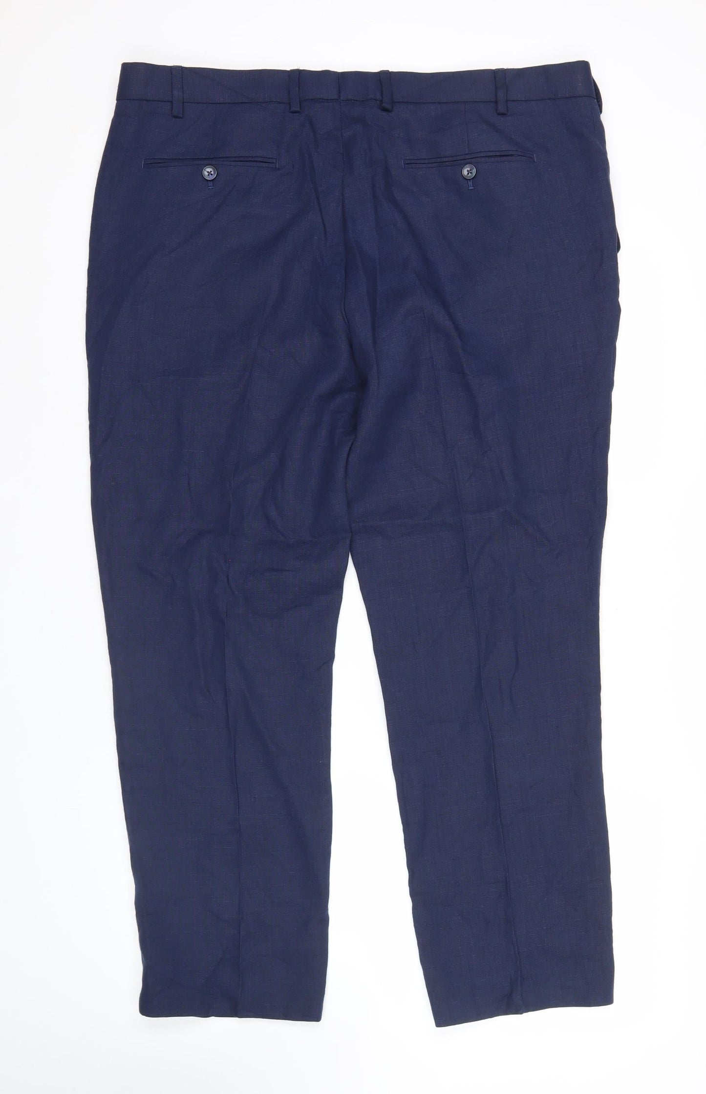 Marks and Spencer Men's Blue Linen Blend Dress Pants 40W 29L Classic Fit