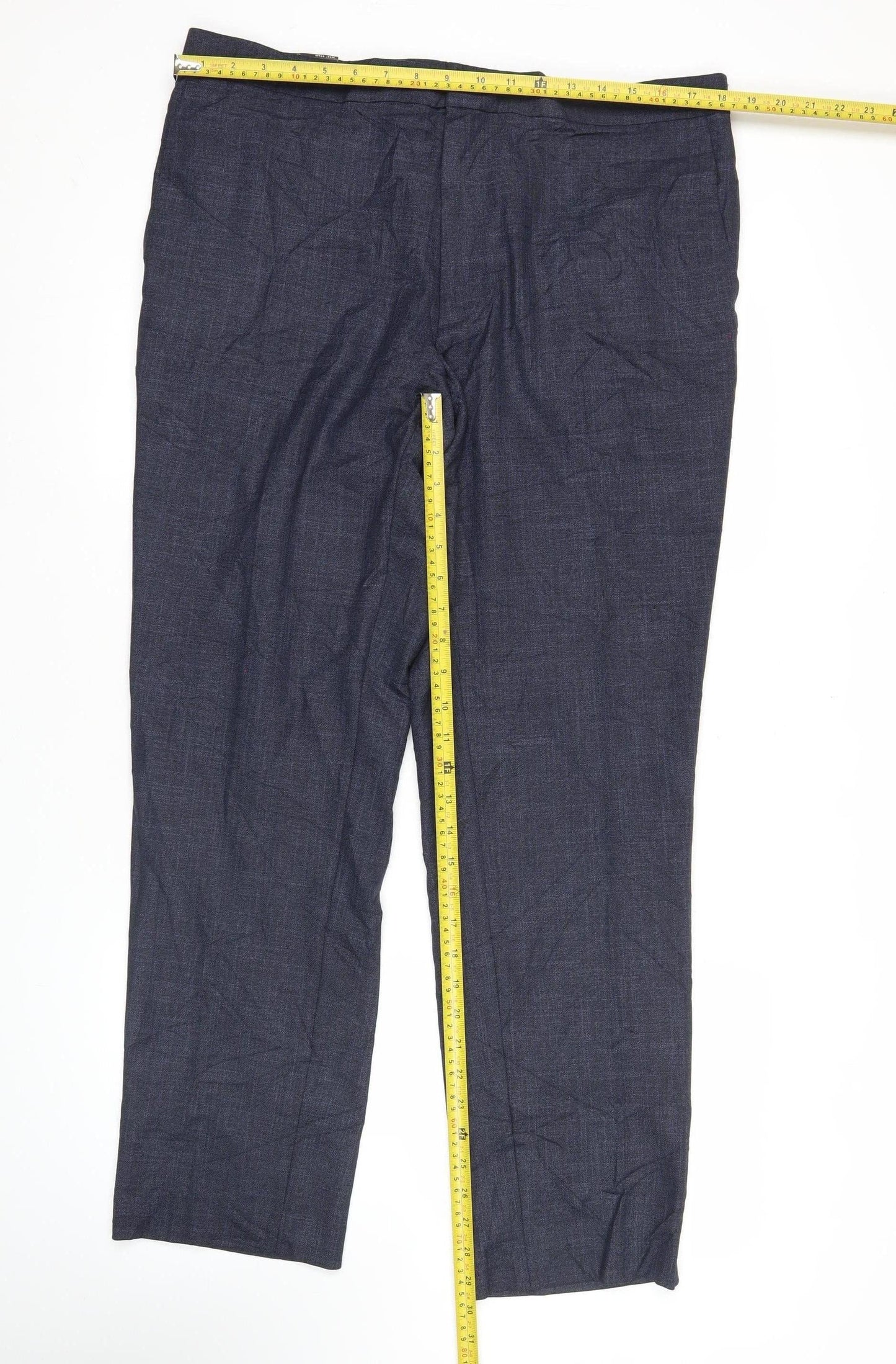 Marks and Spencer Mens Blue Slim Fit Dress Trousers 38W 32L