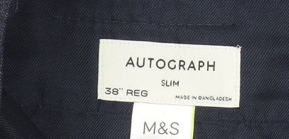 Marks and Spencer Mens Blue Slim Fit Dress Trousers 38W 32L