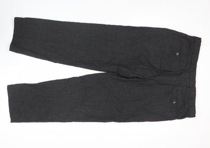 Marks and Spencer Men’s Grey Check Wool Dress Trousers 38W 33L
