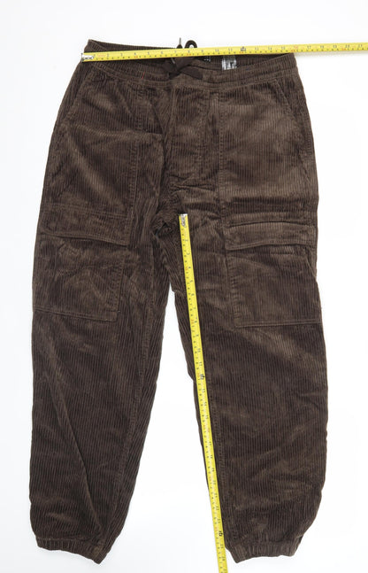 Pull & Bear Men’s Brown Corduroy Cargo Trousers Size M 32W
