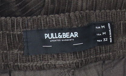 Pull & Bear Men’s Brown Corduroy Cargo Trousers Size M 32W