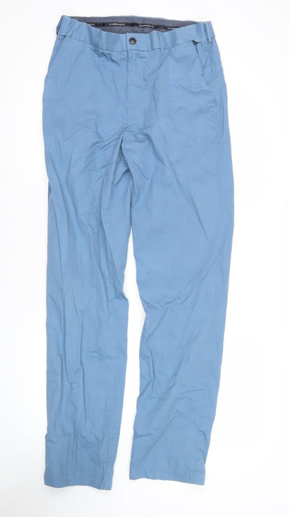 Marks and Spencer Blue Harbour Men's Blue Chino Trousers 30W 33L Regular Fit