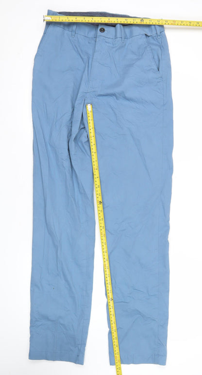 Marks and Spencer Blue Harbour Men's Blue Chino Trousers 30W 33L Regular Fit