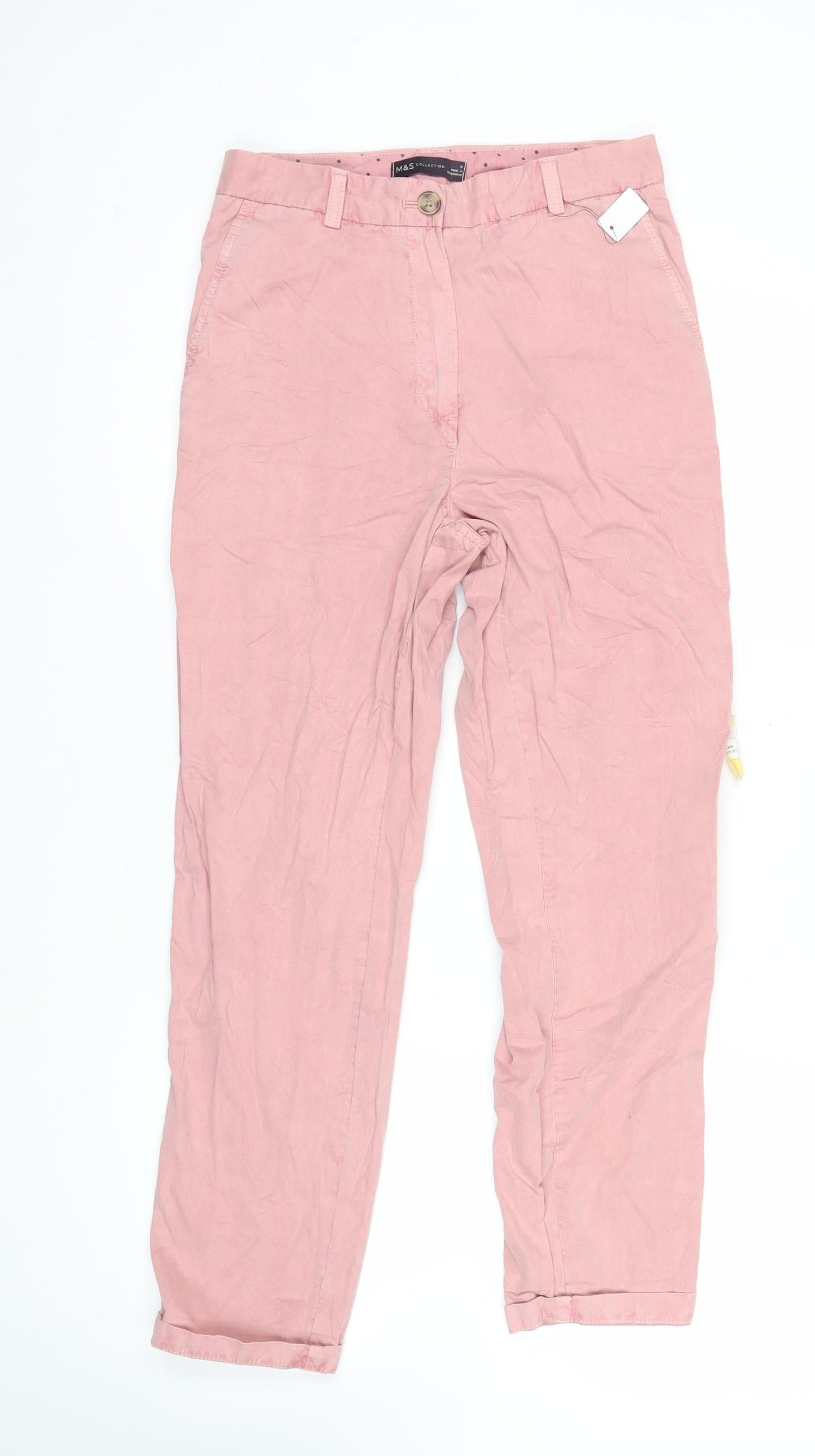 Womens UK Size 6 Marks and Spencer Regular Fit Chino Pink Trousers