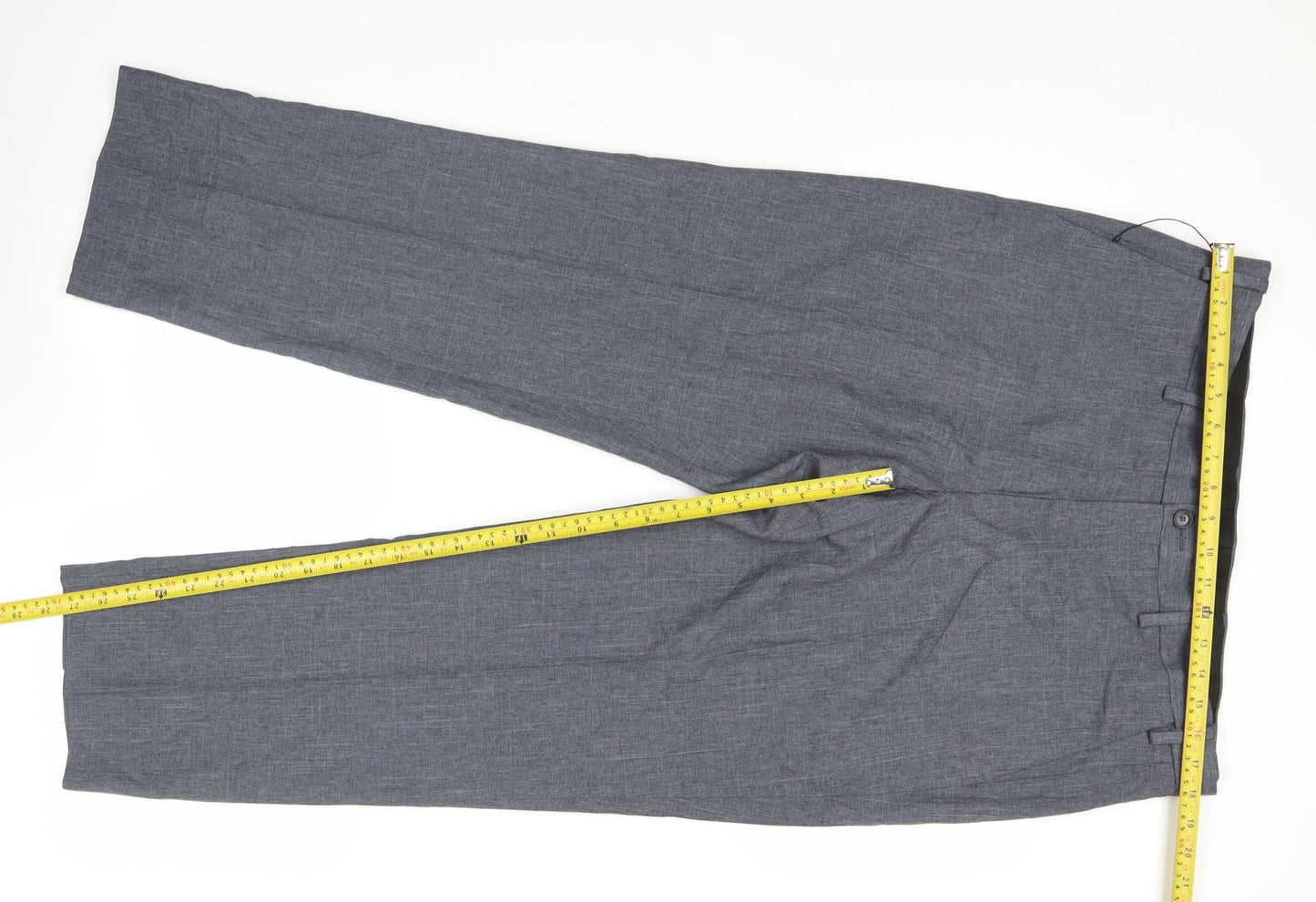 Marks and Spencer Mens Grey Regular Fit Straight Leg Trousers 36W 29L