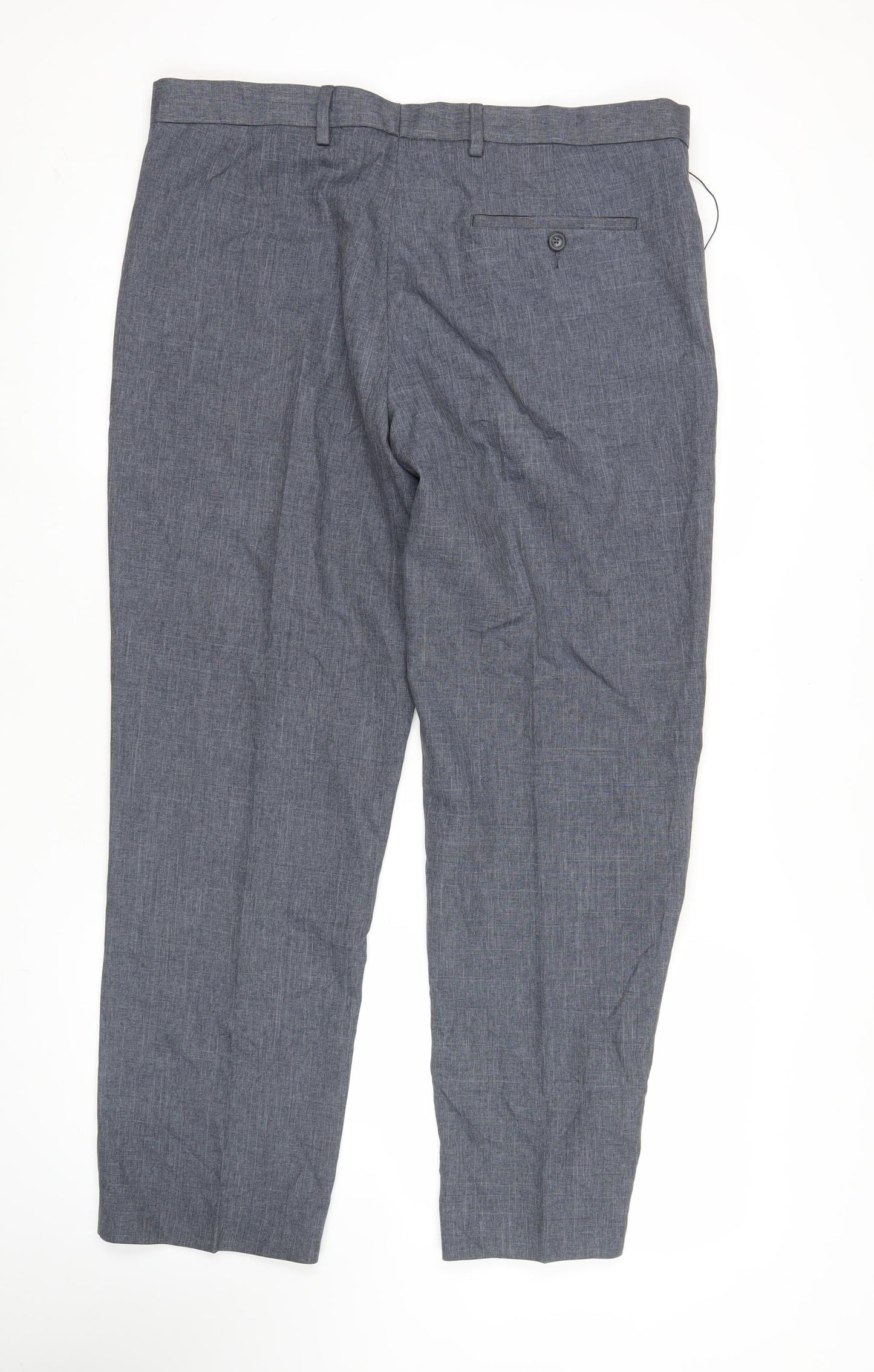 Marks and Spencer Mens Grey Regular Fit Straight Leg Trousers 36W 29L