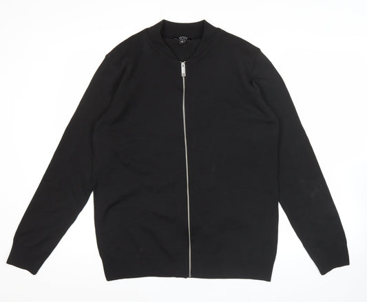 BoohooMAN Men's Black Full Zip Jumper Jacket M Regular Knit