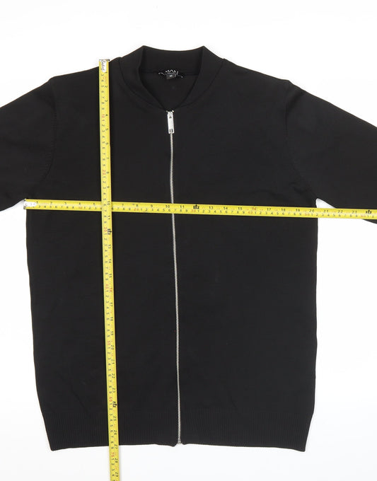 BoohooMAN Men's Black Full Zip Jumper Jacket M Regular Knit