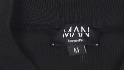 BoohooMAN Men's Black Full Zip Jumper Jacket M Regular Knit