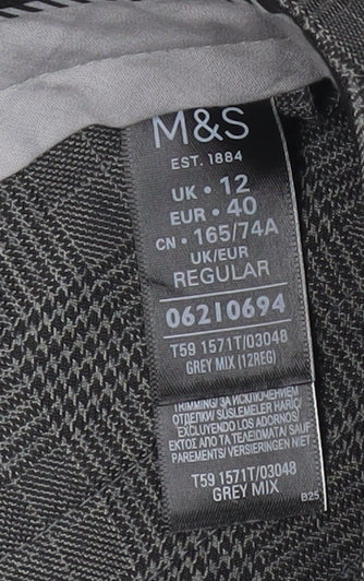 Womens UK Size 12 Marks and Spencer Regular Fit Dress Pants Grey Trousers