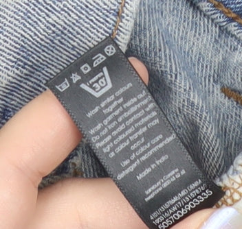 Tu Women’s Blue Denim Floral Embroidered Button Skirt Size 8