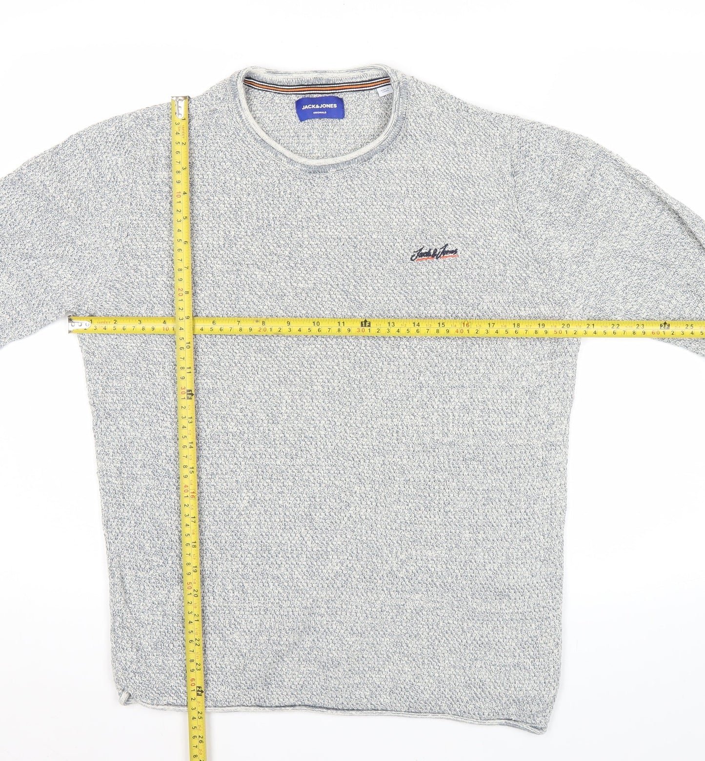 Jack & Jones Mens Grey Knit Pullover Jumper Size M Crew Neck