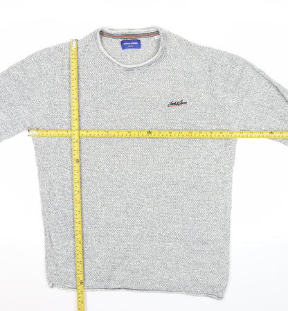 Jack & Jones Mens Grey Knit Pullover Jumper Size M Crew Neck