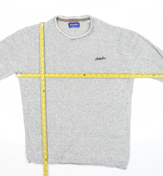 Jack & Jones Mens Grey Knit Pullover Jumper Size M Crew Neck